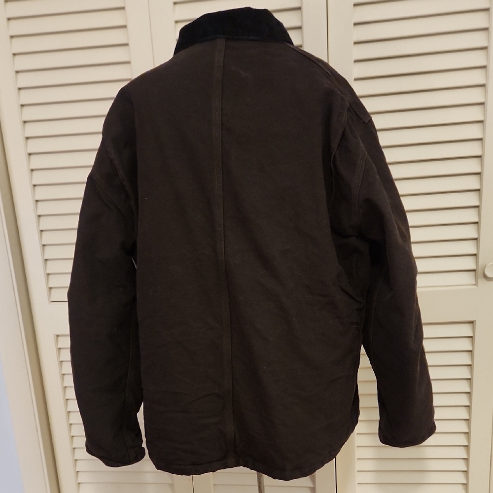 Carhartt Dark Brown Canvas Arctic Quilt Lined Mens Coat Jacket - Picture 8 of 14